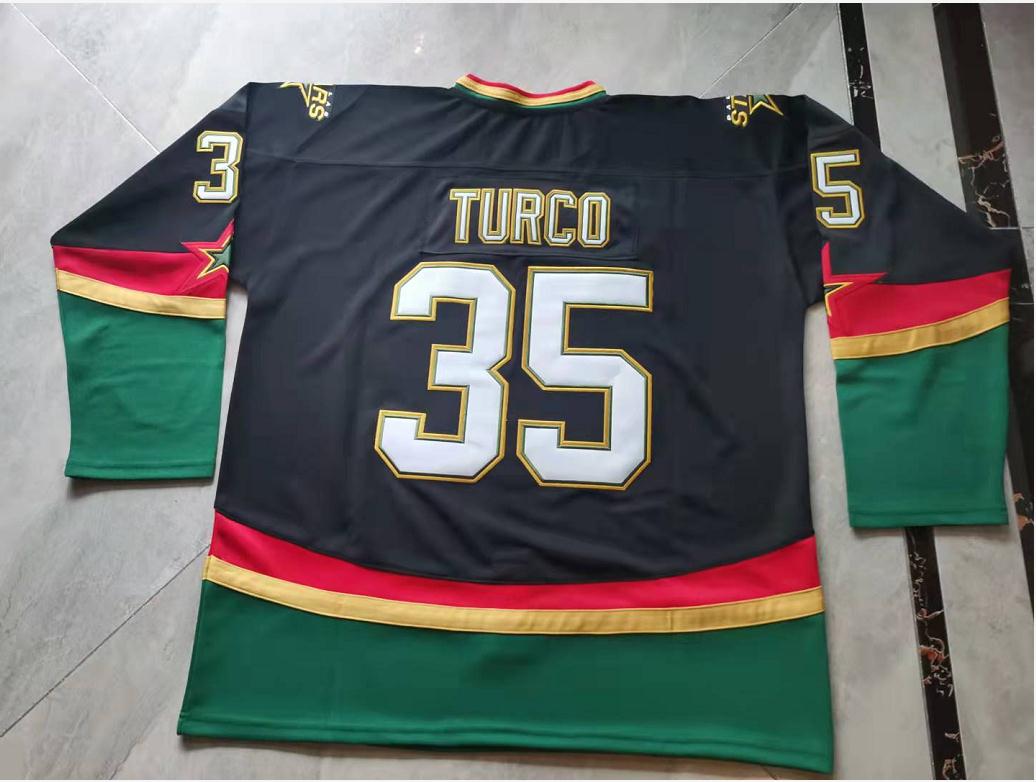 

rare Hockey Jersey Men Youth women Vintage 2003-04 Stars Marty Turco High School Jerseys Size -5XL custom any name or number, Black women s-xl