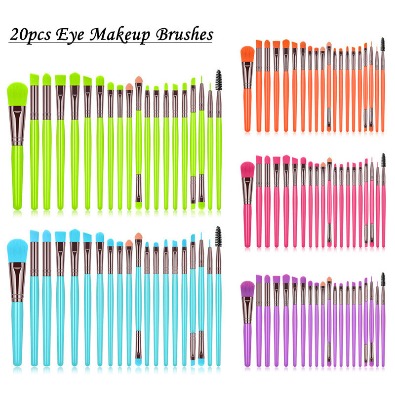 

20pcs Eye Make up Brushes Set Fluorescent color Face Eyeshadow Brush Set pinceaux de maquillage Kit