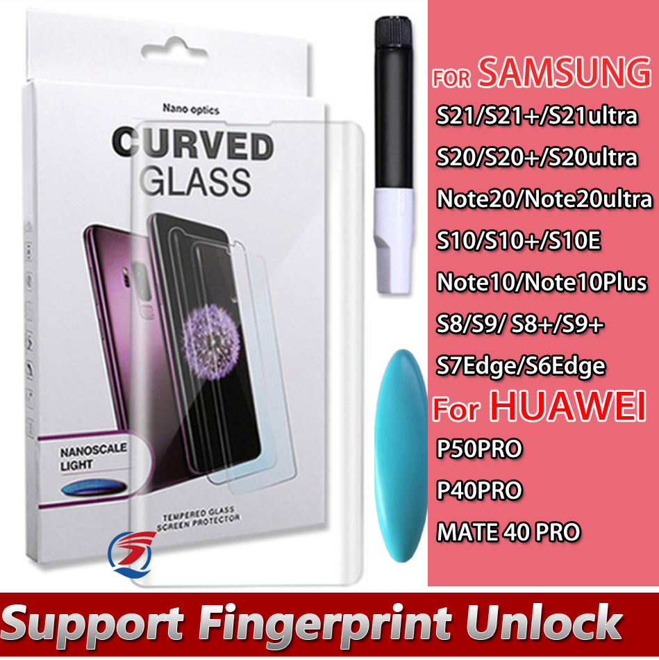 

9D UV NANO Liquid Curved Tempered Glass For Samsung S21 S20 Note20 Ultra S10 Note10 Plus HUAWEI MATE 40 30 P40 P50 PRO SCREEN PROTECTOR