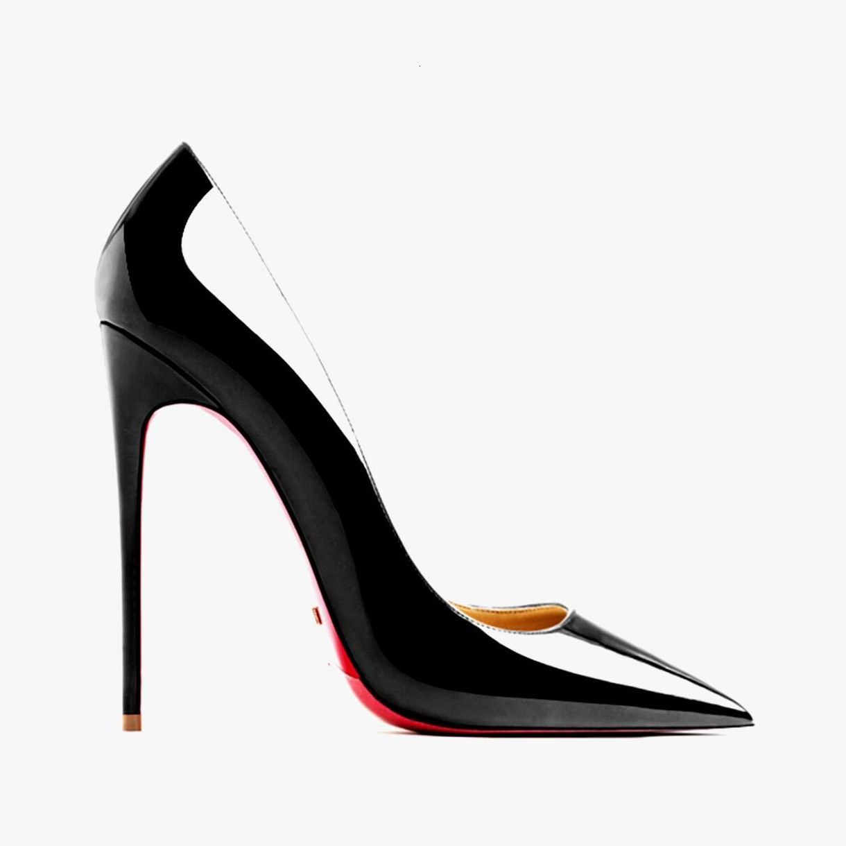

dress shoes luxury brand red high heel pointed toes wedding black naked classics pumps genuine leather women's 8/12cm uwho