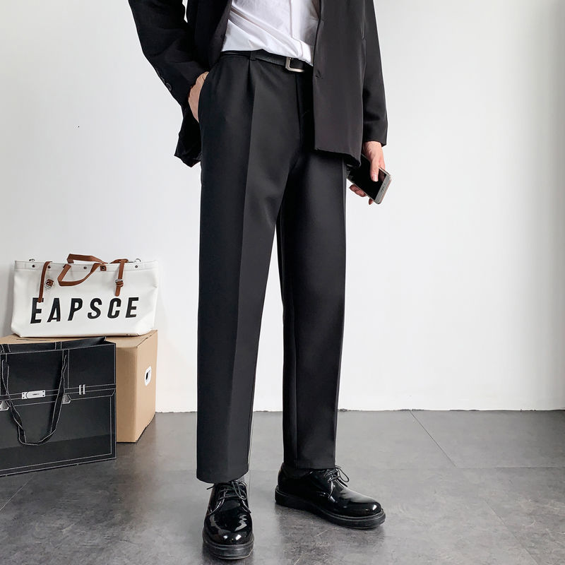 

2021 New Spring Summer Black Casual Men's Fashion Business Society Mens Suit Straight Pants Men -5xl Cua1