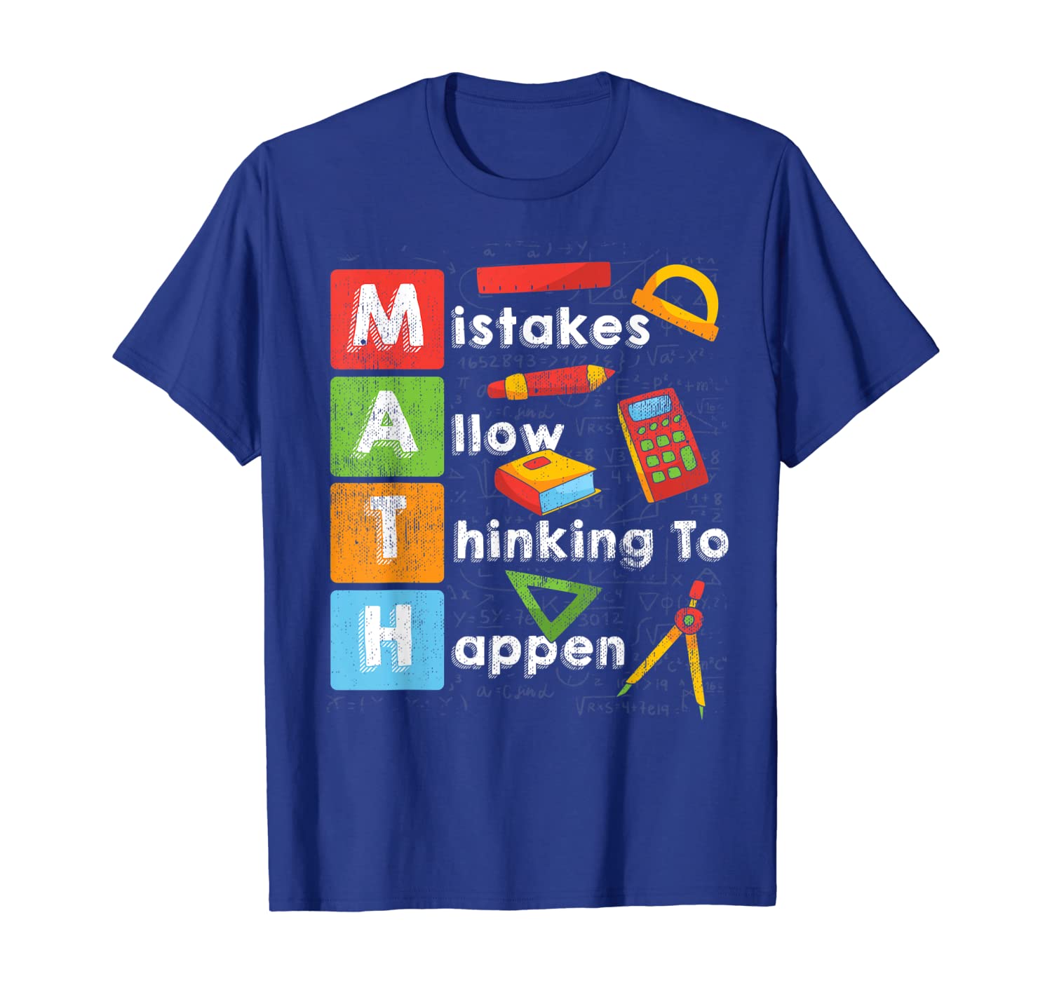 

math mistakes allow thinking to happen cool math teacher tee, White;black