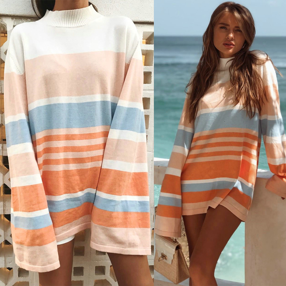 

2021 New Shirts Christma Striped Spring Tops Flare Sleeve Women Long Tshirts t Shirt 182p