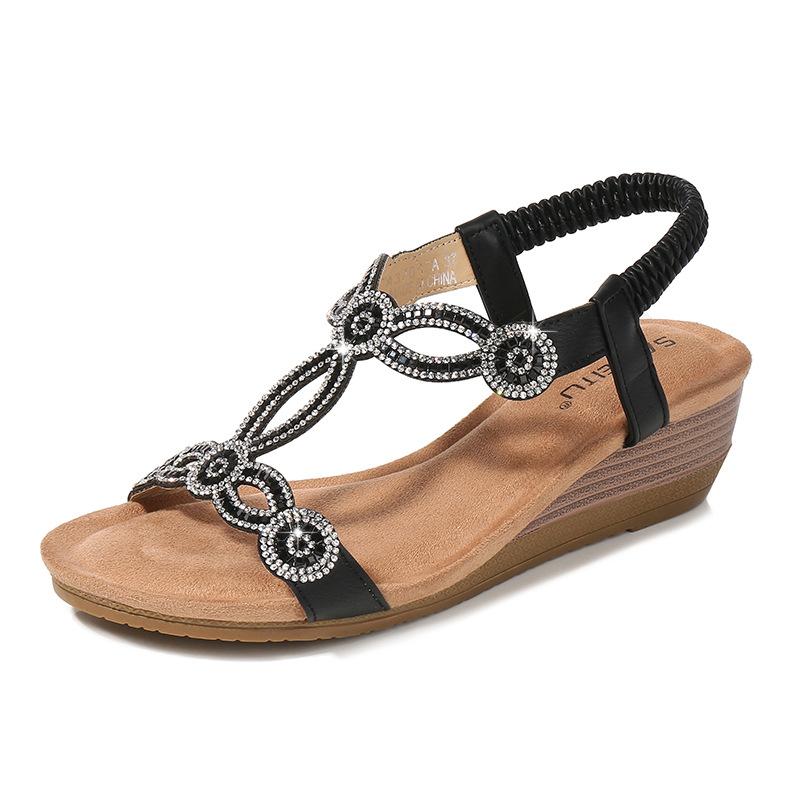 

Summer New Women Sandals Fashion Bling Diamond Diamond Wedge Sandals Indoor Outdoor Comfy Casual Women Shoes Beach Slippers, As pic show