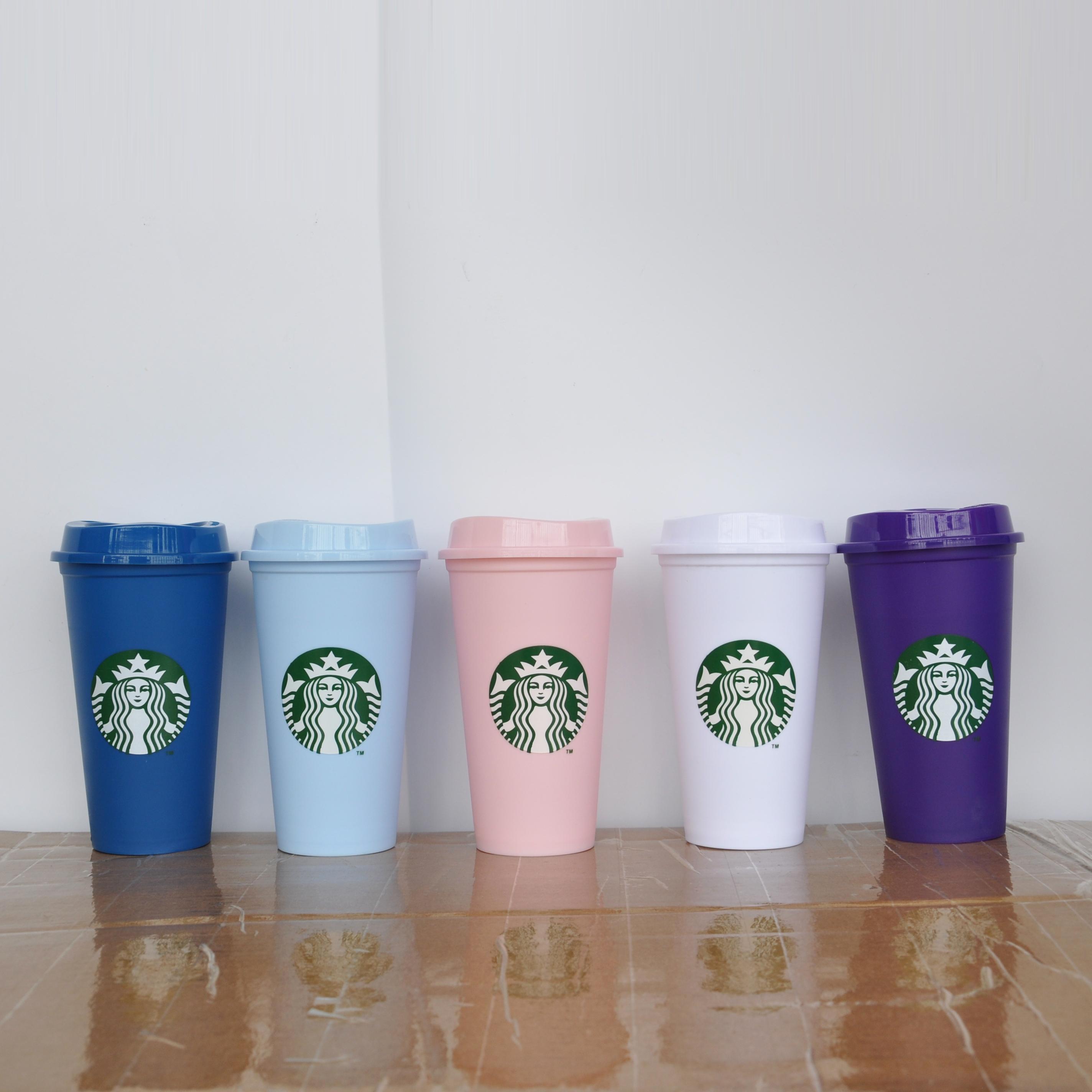 

Starbucks mug 16OZ ColorTumblers Plastic Drinking Juice Cup With Lip Coffee Mugs Costom 5pcs