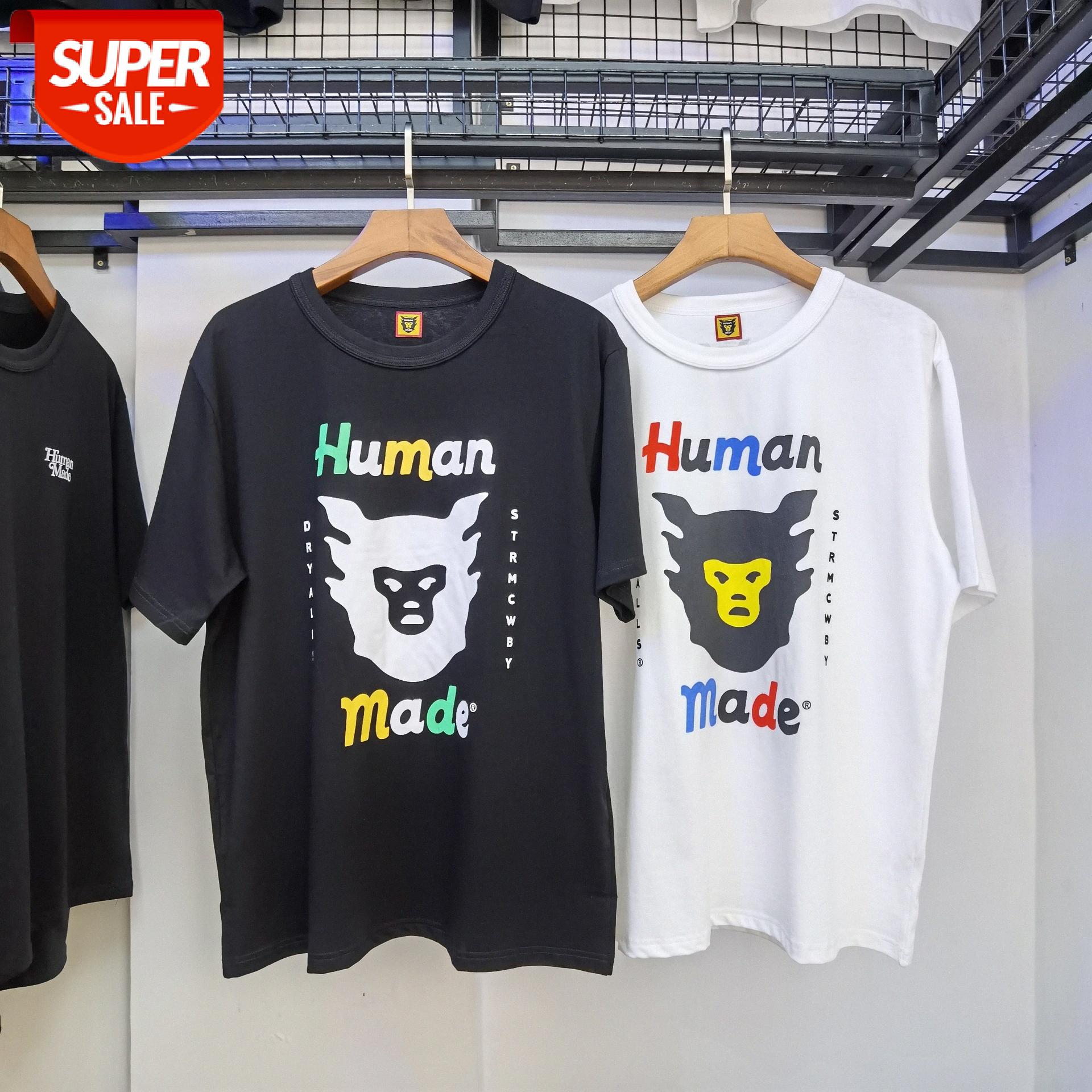 

Trend Youth Summer Human made Color Ape Head Logo Casual Street T-shirt Short Sleeve #oJ31, White;black