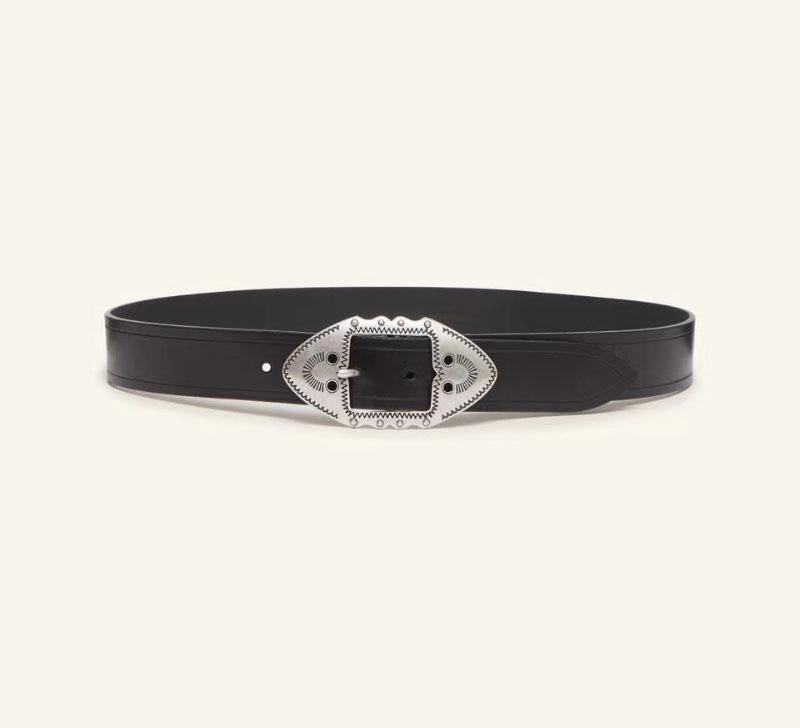 

Black COWHIDE Leather Belt SILVER Metal Buckle Fashion Ladies Belt Autumn Winter 2021