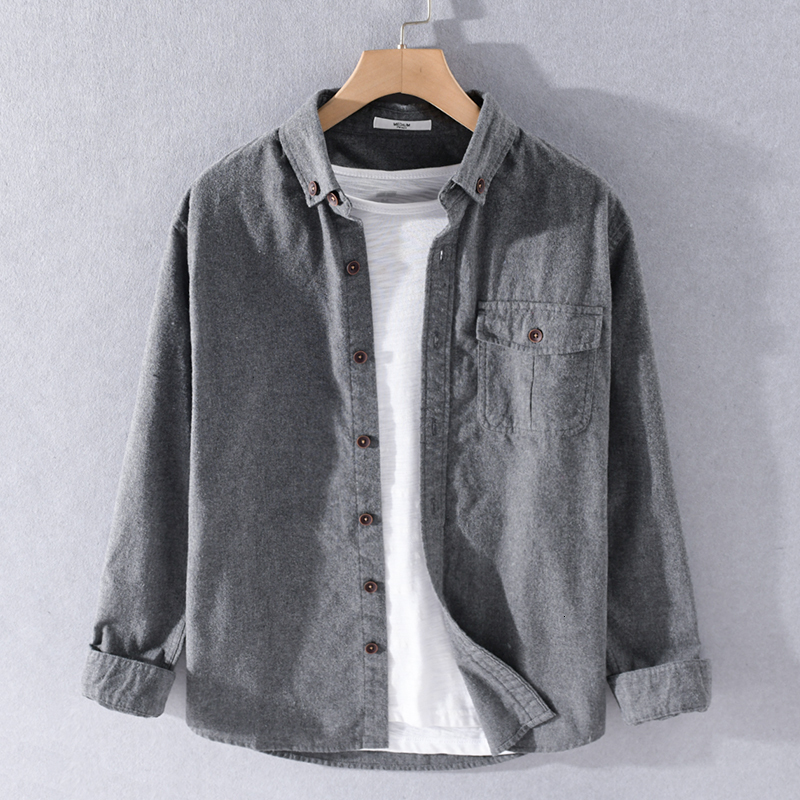 

2021 Autumn and Winter Loose Brushed Retro Male Pure Cotton Shirts Make on Fashionable Men's Comfortable Shirt S5u8, Games