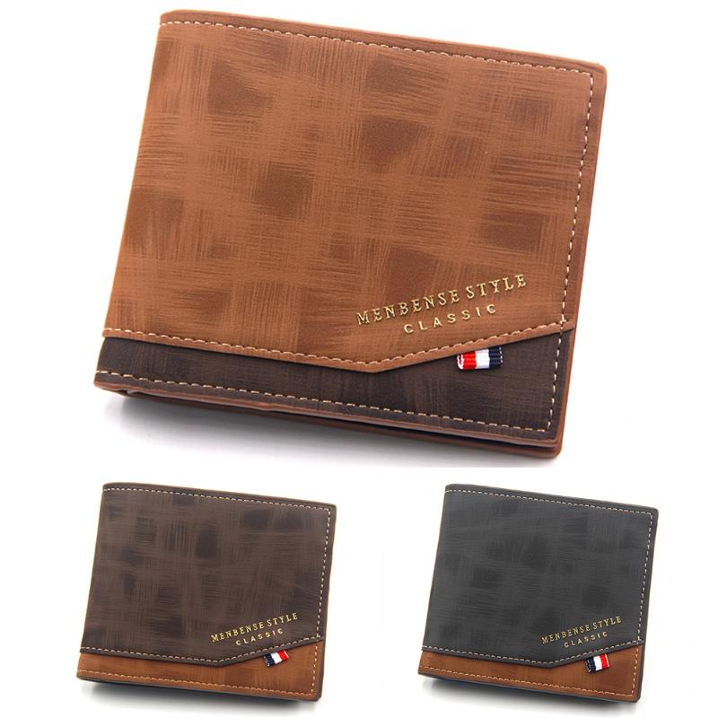 

Wallets Men's Solid Color Leather Business Short Wallet Famous Vintage Male Walltes Purse Coin Purses Money Bag
