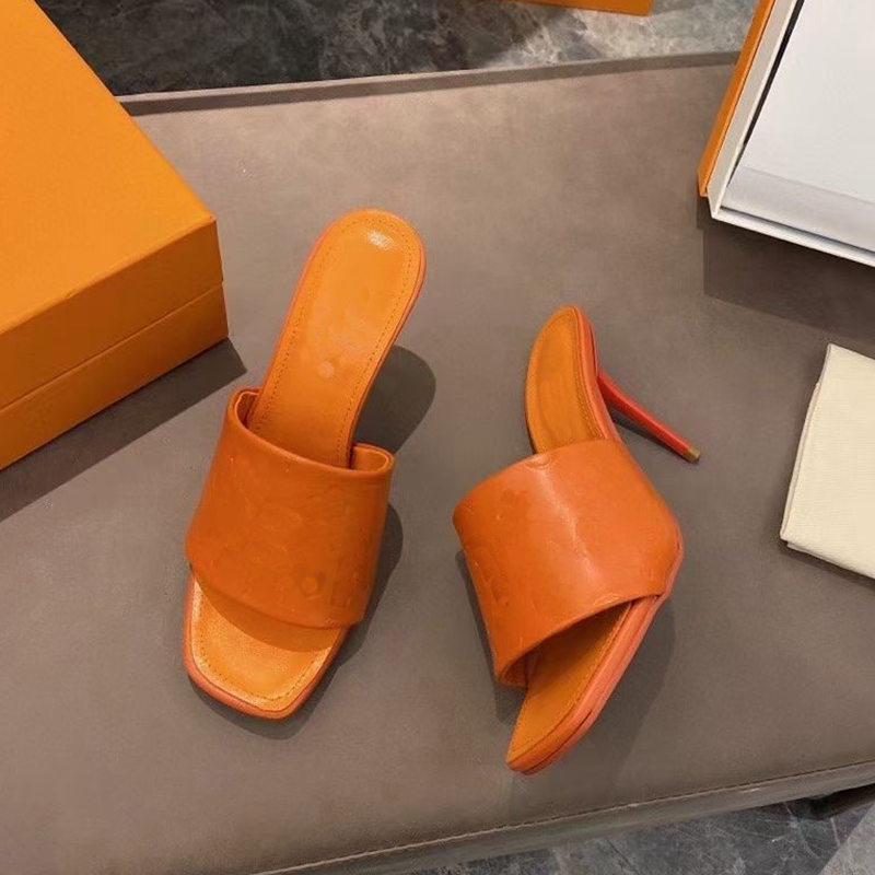 

Luxury Designer Sandals 8.5cm high heeled slippers women outdoor shoes Fashion Black slipper sexy party dance womens Heels Sandal