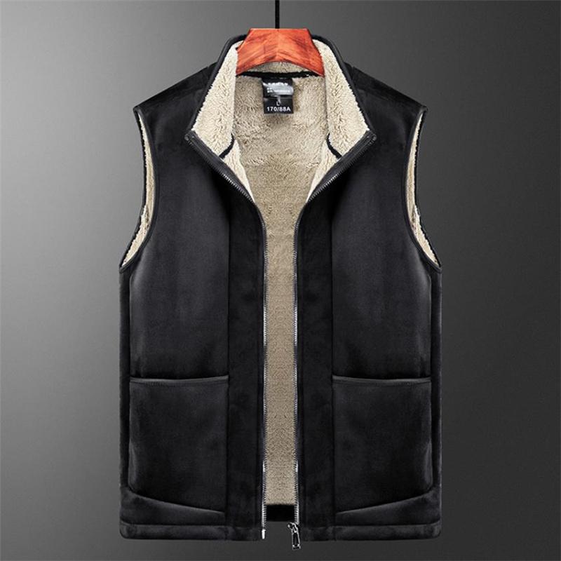 

Men's Vests Men Vest Man Casual Cold-proof Sleeveless Coats Warmth Jackets Thick Stand Collar Mens Jacket, Black