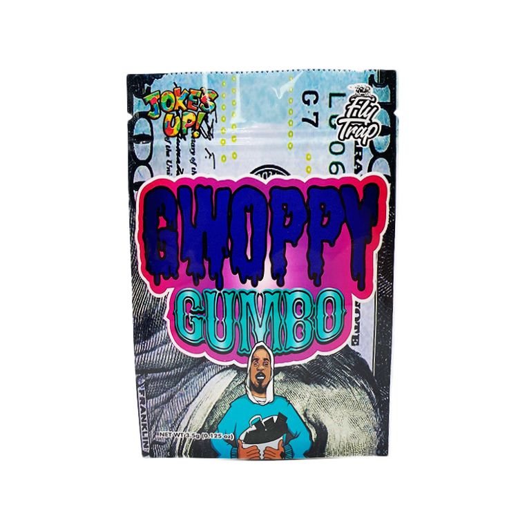 

3.5G empty Laminated Mylar bags gwoppy gumbo 4*6inch stand ziplocks jokes up series smell proof edible packaging bag