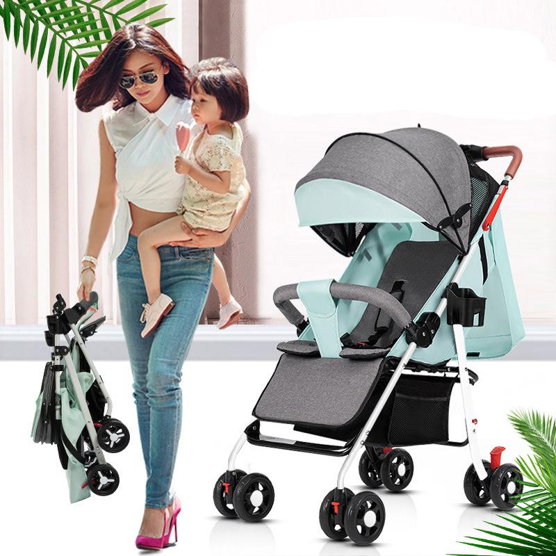 

Stroller Parts & Accessories Luxurious Baby 3 In 1 Portable Travel Carriage Folding Prams Steel Pipe High Landscape Car For Born