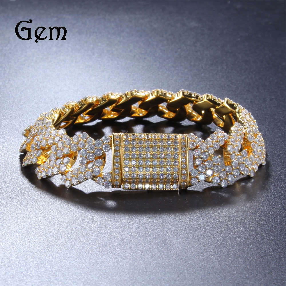 

Hip hop Miami zircon men's bracelet geometric copper set Zircon Bracelet hiphop Bracelet