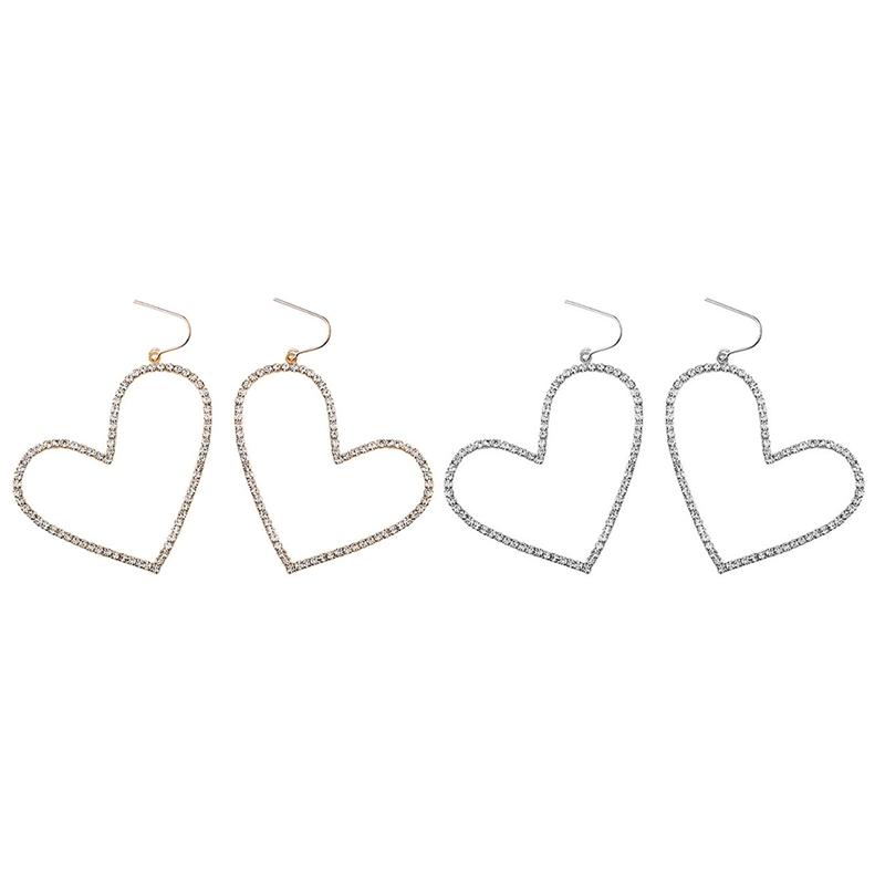 

Hoop & Huggie Big Heart Drop Earrings For Women Fashion Shiny Dangle Jewelry Gifts