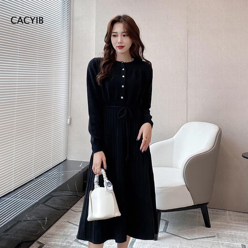 

2021 Autumn winter women' dress new loose-fitting long-sleeve knitted dress with belt and waist Christmas women' sweater and, Beige