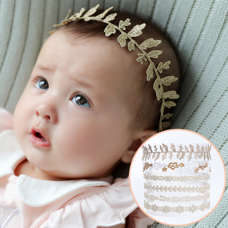 

Baby lace headbands flower leaf heart types hairbands Kids Children cute gold headdress headwear hair accessories for toddler KHA387, Slivery;white