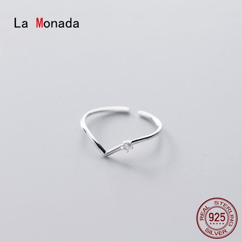 

Cluster Rings La Monada V Design Shine Women Ring 925 Sterling Silver Minimalist For Fine Jewerly Woman Open