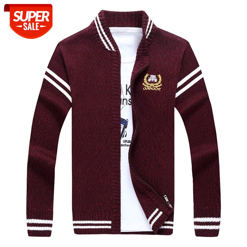 

Thick Warm Autumn And Winter Cardigan Sweater men Stand Collar Knitted mens sweaters Casual Slim fit Cardigan Homme #OL5Z, White;black