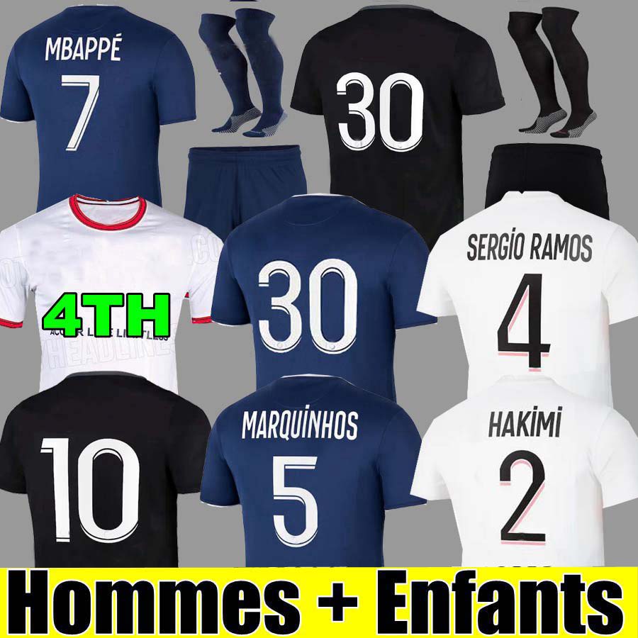 

HAKIMI SERGIO RAMOS maillot de foot 21 22 soccer jersey 2021 psgs MBAPPE shirt men kids hommes enfants 3RD black Maillots VERRATTI MARQUINHOS DI MARIA, 21 22 third kids