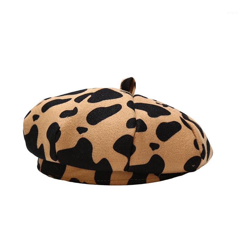 

Berets 1Pcs Women Girl Fashion Beret Hat Winter Leopard Bucket Cute Warm Wool Beanie Cap Vintage Plain Hats Elegant Lady Caps