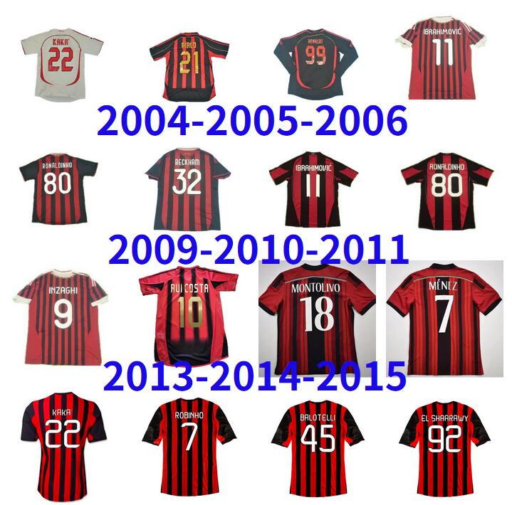 

04 05 06 07 09 10 11 12 13 14 15 Retro BECKHAM KAKA soccer jersey football shirt classic ac Maglia da calcio MALDINI INZAGHI MILAN RONALDINHO IBRAHIMOVIC PIRLO SEEDORF, 2006