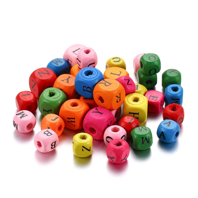 

Other 50-100Pcs Mixed Color Square Wooden Beads Alphabet Letter Spacer Loose For DIY Bracelet Jewelry Making Accessories