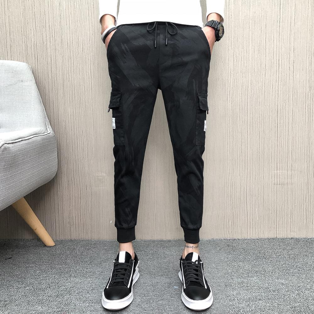 

2021 New Mode Summer Camouflage Print Casual Men Ankle Thin Length Adjust Cargo Pants Streetwear Side Pocket Shfl, Army green.