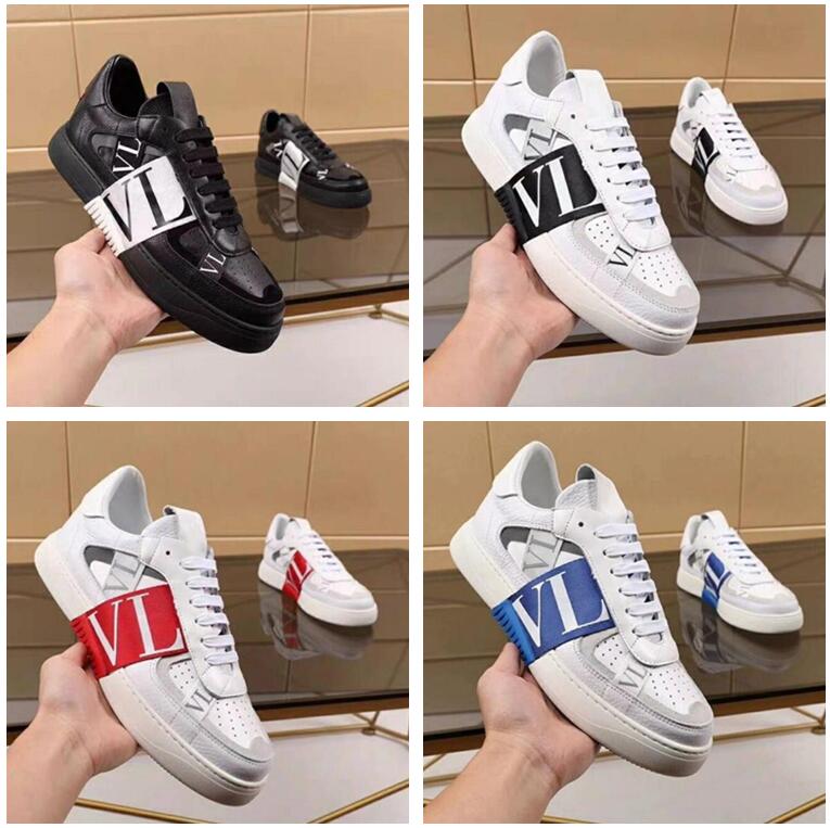 

2021 Platform Shoes Trainers Fashion Mens Women Open Sneakers Valentino Designer VLTN men womens Stripe Studs Triple Leather Flat
