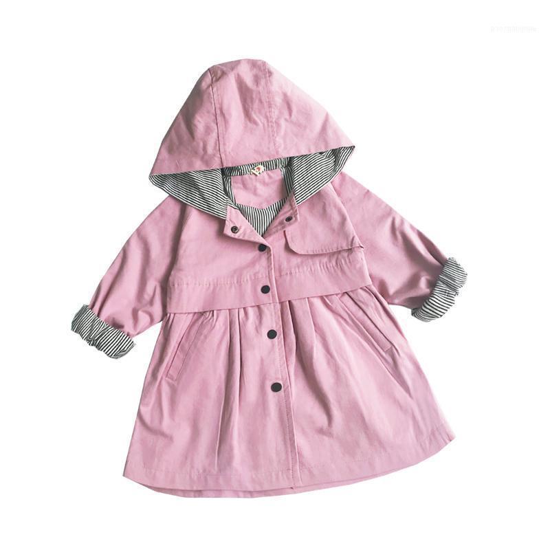 

Coat Girls' Trench Children's Long Spring And Autumn Hooded Top1, Blue;gray