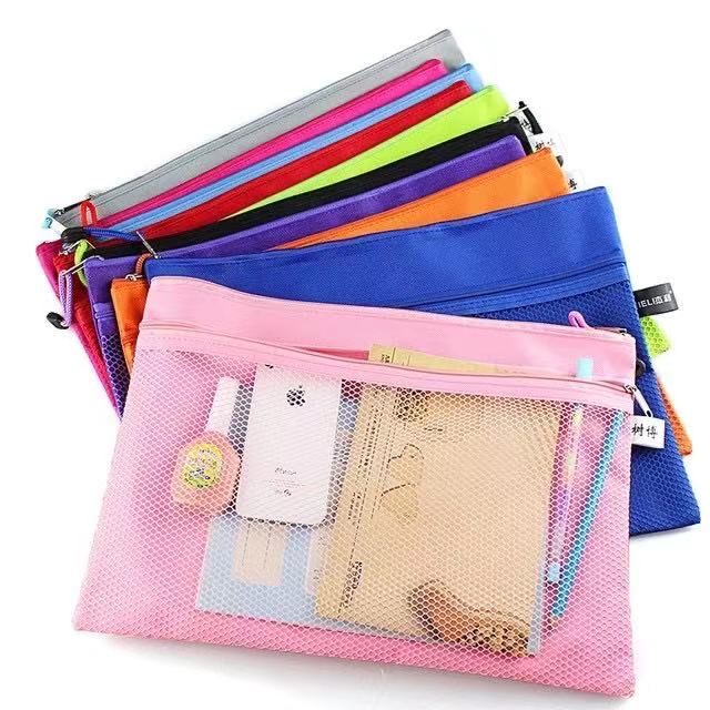 

File storage bags A4 B5 A5 A6 good Colorful Double Layer canvas Cloth Zipper Paper Files Folder Book Pencil Pen Case cover Document Bag
