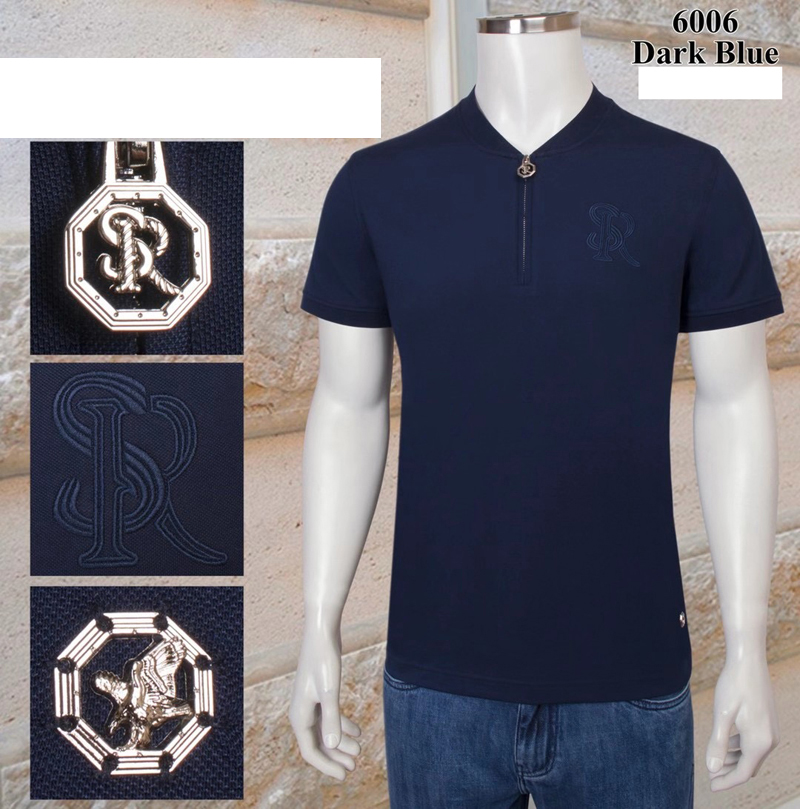 

Billionaire polo t-shirt 2021 mens polo shirt cotton Short sleeve men polo polos para hombre embroidery zipper Standing collar, Blue