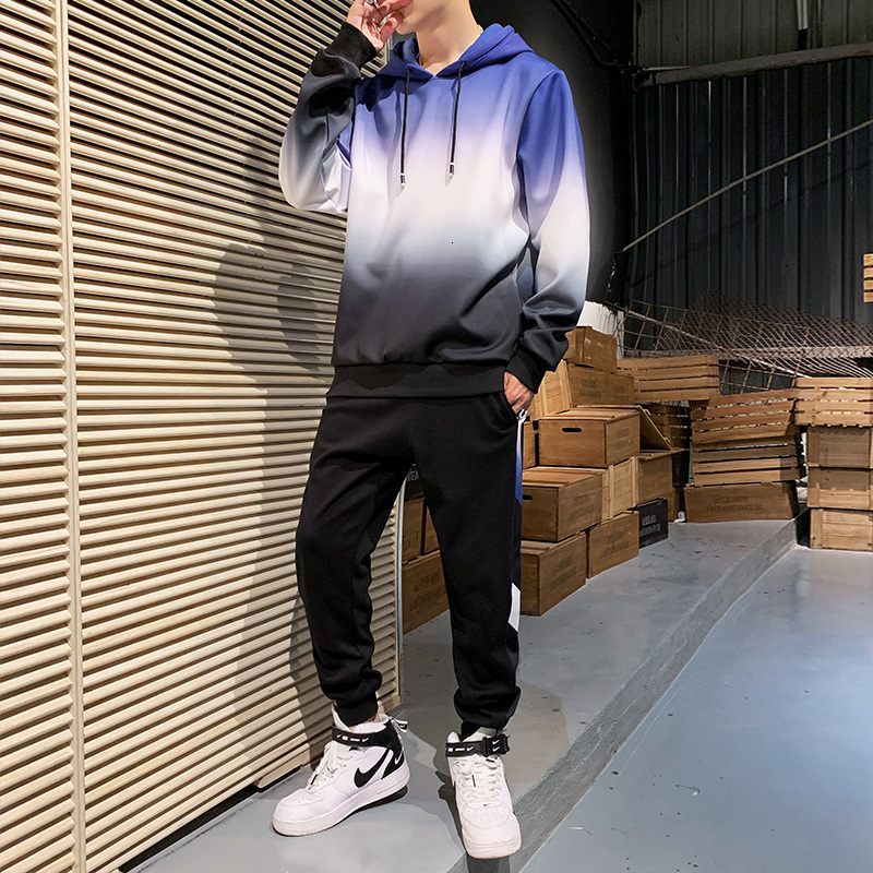 

New Hip Hop 2 Pieces Set Mens Tracksuit Casual Hooded Sportswear Suits Loose 2021 Streetwear Sweatshirts Men Jacket+pants Sets Git4 P6xj, Red