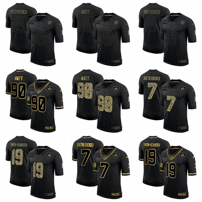 

PittsburghSteelersMEN Minkah Fitzpatrick Ben Roethlisberger T.J. Watt JuJu Smith-Schuster Salute To Service Golden Camo Limited football Jersey