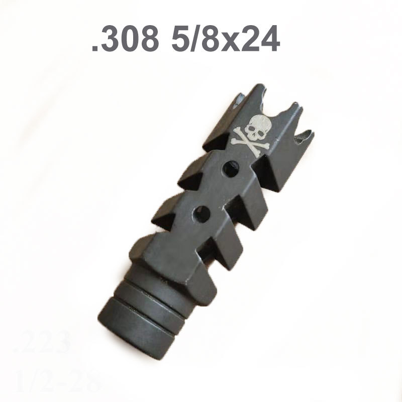

Steel Fishbone .223 5.56 1/2x28tpi Threads Cometition Muzzle Brake .308 5/8x24, Customize