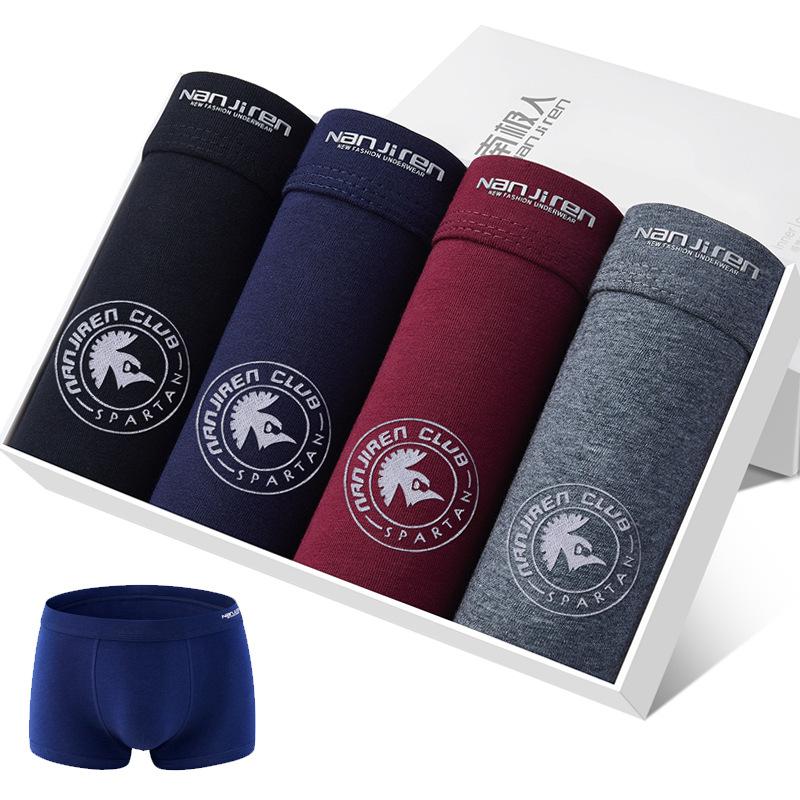 

Underpants 2022 4 PCS Mens Underwear Boxer Men Solid Shorts Pants Soft Ice Feel Boxers Male, Black;white