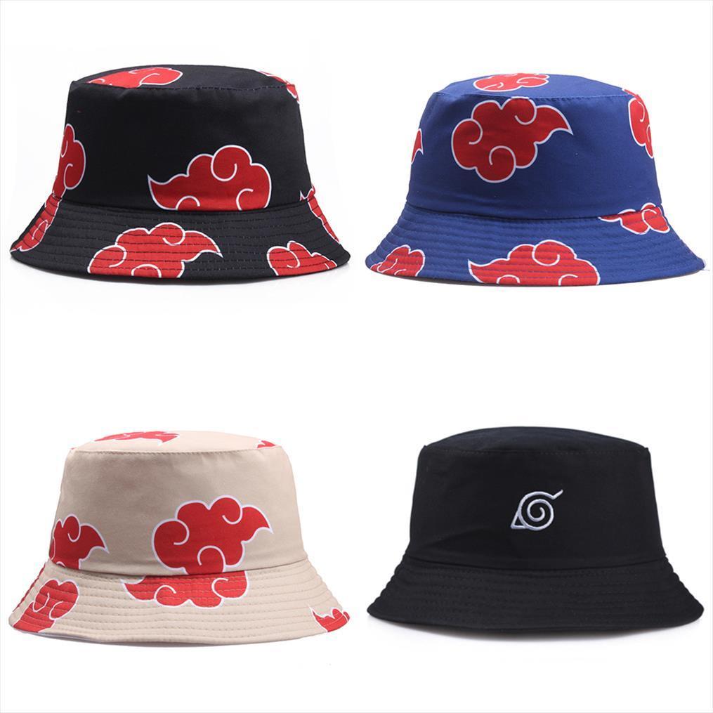 

Summer Outdoor Fisherman Cap Red Cloud Printed Panama Anime Akatsuki Cartoon Hat Sun Protection Bucket Hats For Women Men, Blue;gray