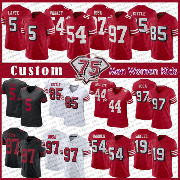 

MEN 16 Joe Montana Javon Kinlaw Steve Young Football Jerseys Scarlet 75th Anniversary George Kittle Brandon Aiyuk Ronnie Lott Mostert immy Garoppolo Nick Bosa, As