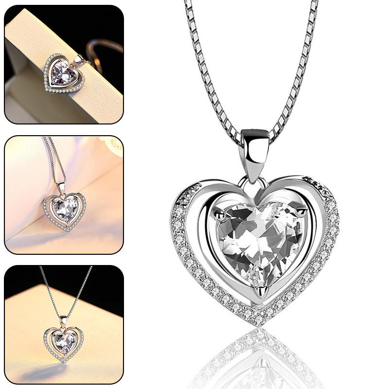 

Pendant Necklaces Heart Necklace For Women Fashion Jewelry Silver Color Ladies Choker Valentine's Day Gift