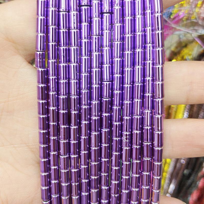 

Other Natural Stone Hematite Loose Beads Colorful Plating Women Jewelry Making 2~13mm Cylindrical Beaded DIY Bracelet Necklace Parts