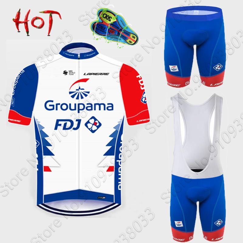 

Racing Sets 2021 FDJ Cycling Jersey Set Men Clothing Race Bike Bib Shorts Suit MTB Bicycle Summer Maillot Culotte Roupa Ciclismo, Silver