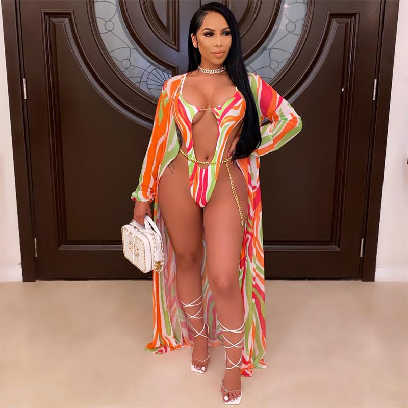 

Women' Tracksuits 2021 Summer Casual Fashion Women Slim Street Sexy Elegant Solid Color Print Cape Swimsuit Two-Piece Set, Blue
