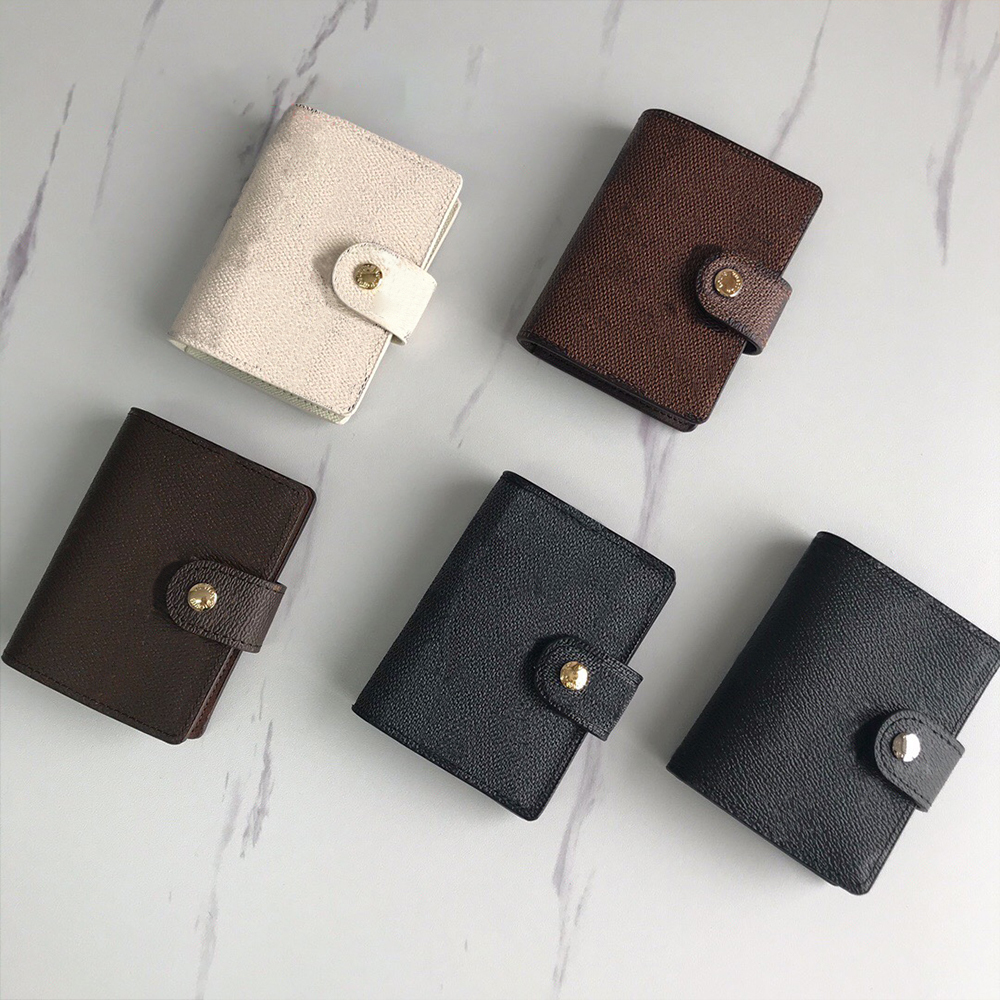 

Designer Business card holder wallet purse package France Women Men Brown pairs Checkered Casual Fashion Black Plaid Leather Three mezzanine whth box luxury, Old flower