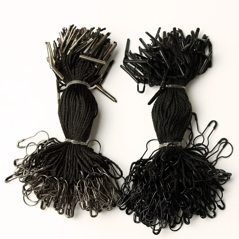 

Sewing DIY Crafting -1000 pcs black hang tag string with black pear shaped safety pin 10.5cm good for hanging garment tags