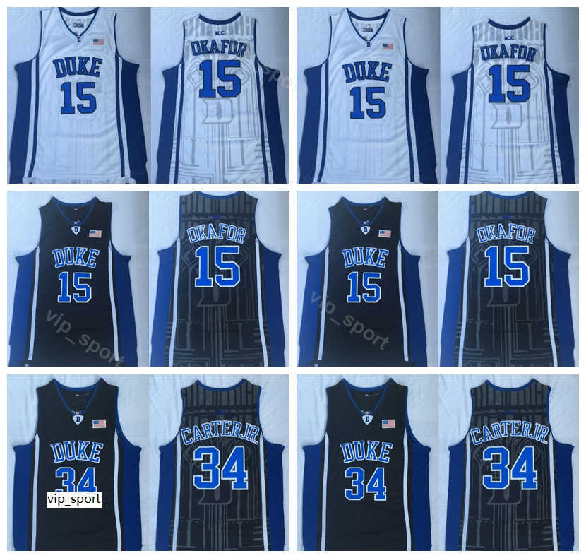 

Duke Blue Devils College Wendell Carter Jr Jersey 34 Men Basketball Jahlil Okafor Jersey 15 University Breathable Team Black Blue White, 34 black