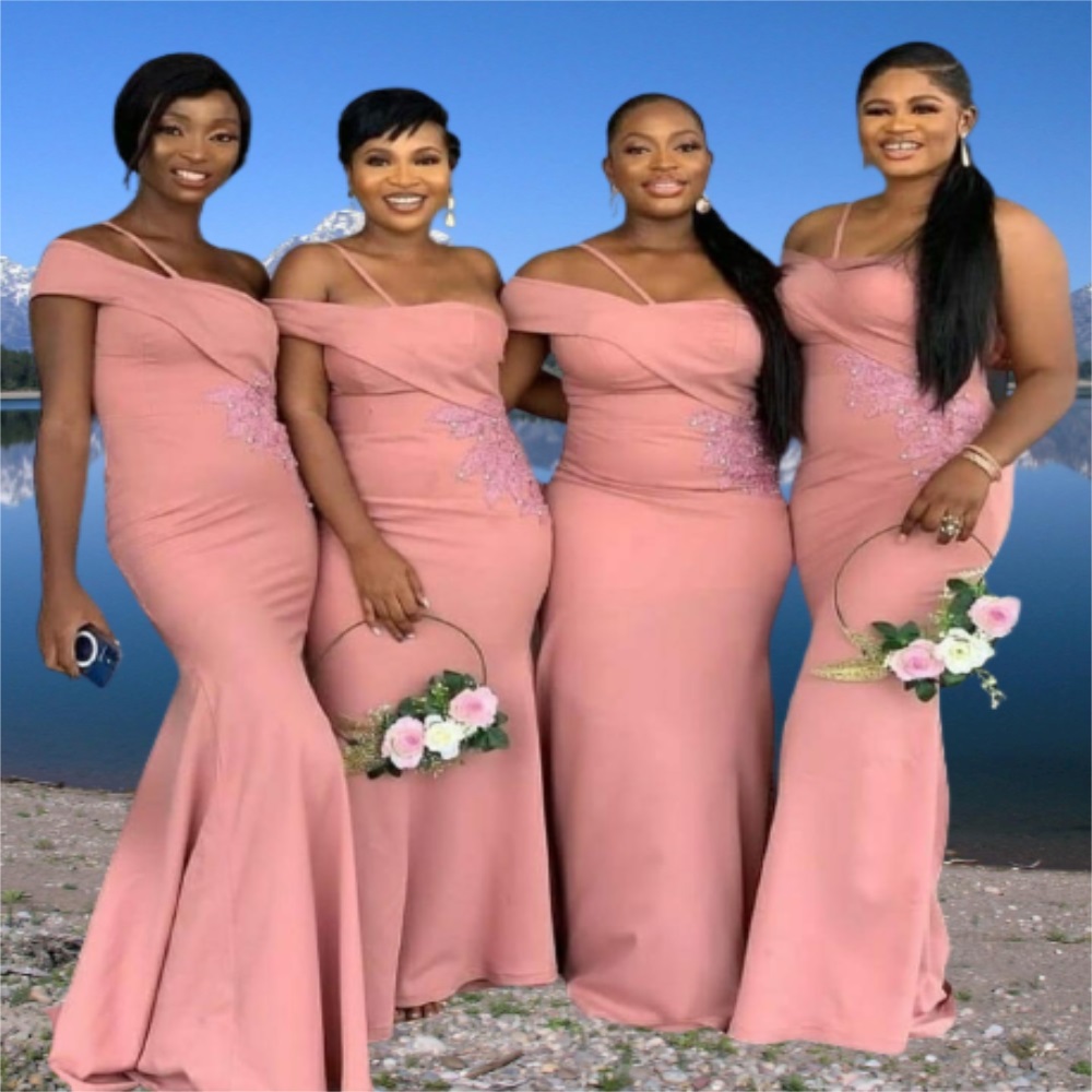 Sexy Pink Bridesmaid Dresses Women Special Wedding Party Dress One Shoulder with Appliques Lace Long Mermaid Maid of Honor Gowns-image-726828814