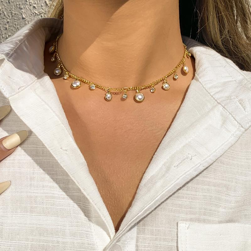 

Chokers Meetvii Vintage Baroque Imitation Pearl Pendant Necklaces For Women Girl Creative Planet Tassel Choker Necklace Fashion Jewelry, Golden;silver