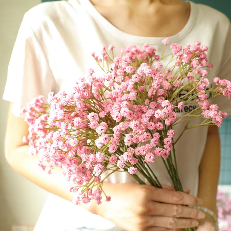 

65CM Gypsophila Decoration Home Decor White Pink Blue Artificial Plastic Decorative Flowers Baby's Breath Mother's Day Wedding, Colour-3
