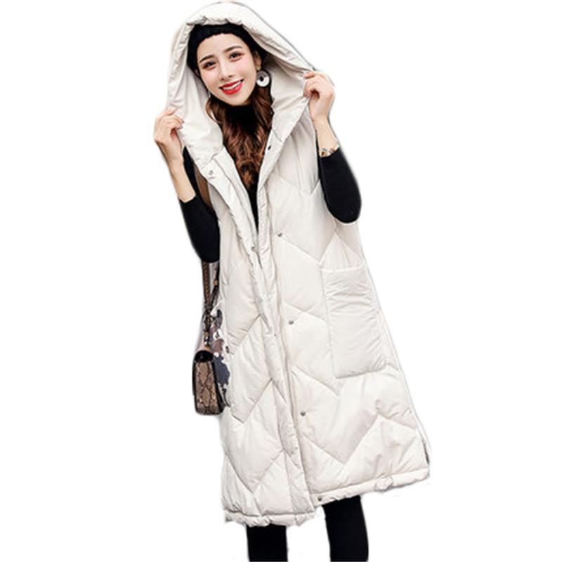 

Women's Vests Mid-length Down Cotton Vest Jacket Women Autumn Winter 2022 Style Korean Fashion Waistcoat Loose Outer Wear LR2166, Black;white