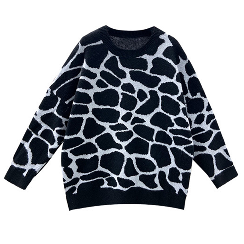 

2021 Vintage Female Pullovers Casual Geometric Retro Lazy Harajuku Style Ulzzang Women's Fancy New Tops M6qc, Black